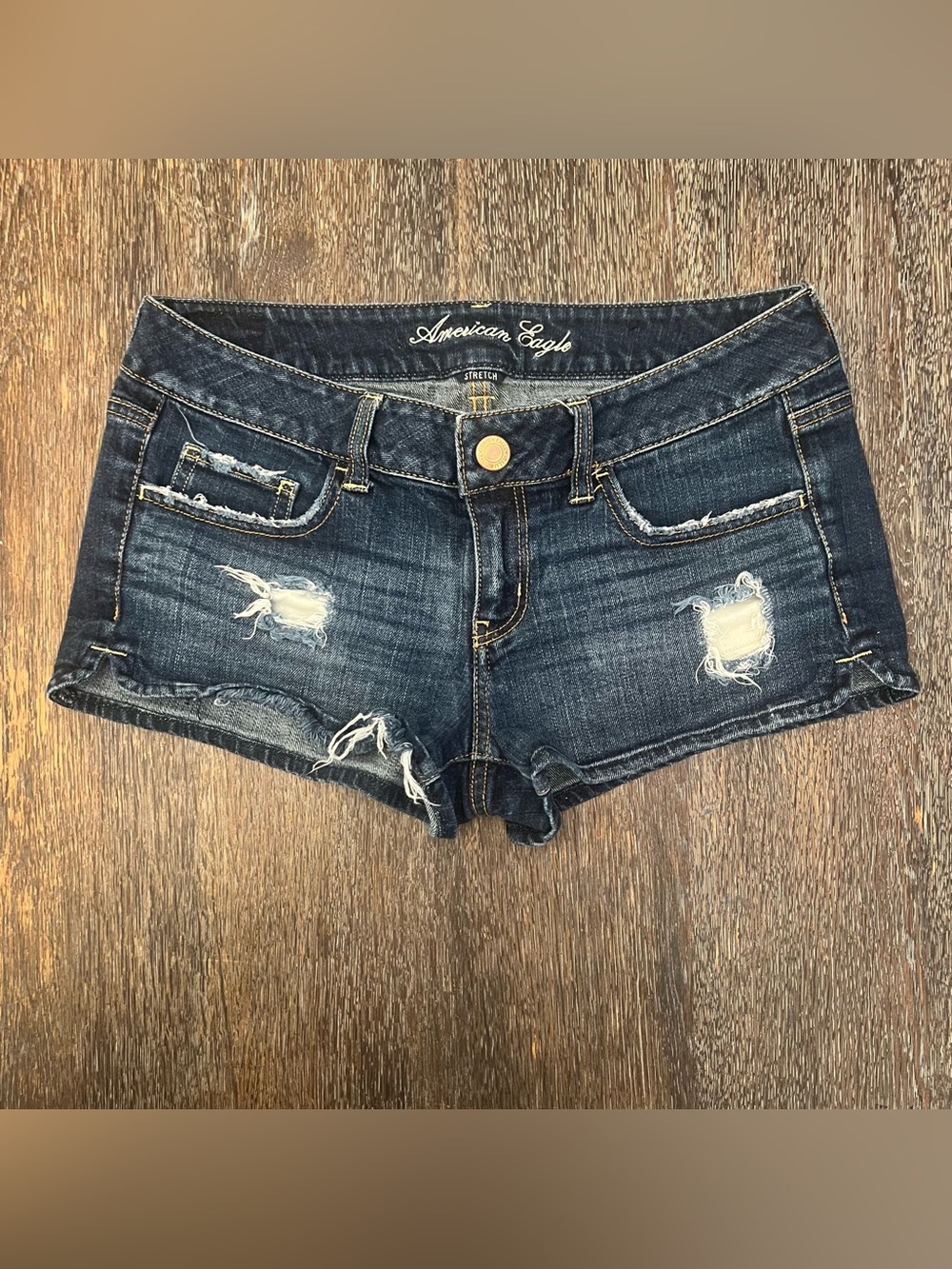 American Eagle Stretch Distressed Denim Jean Shorts Size 8